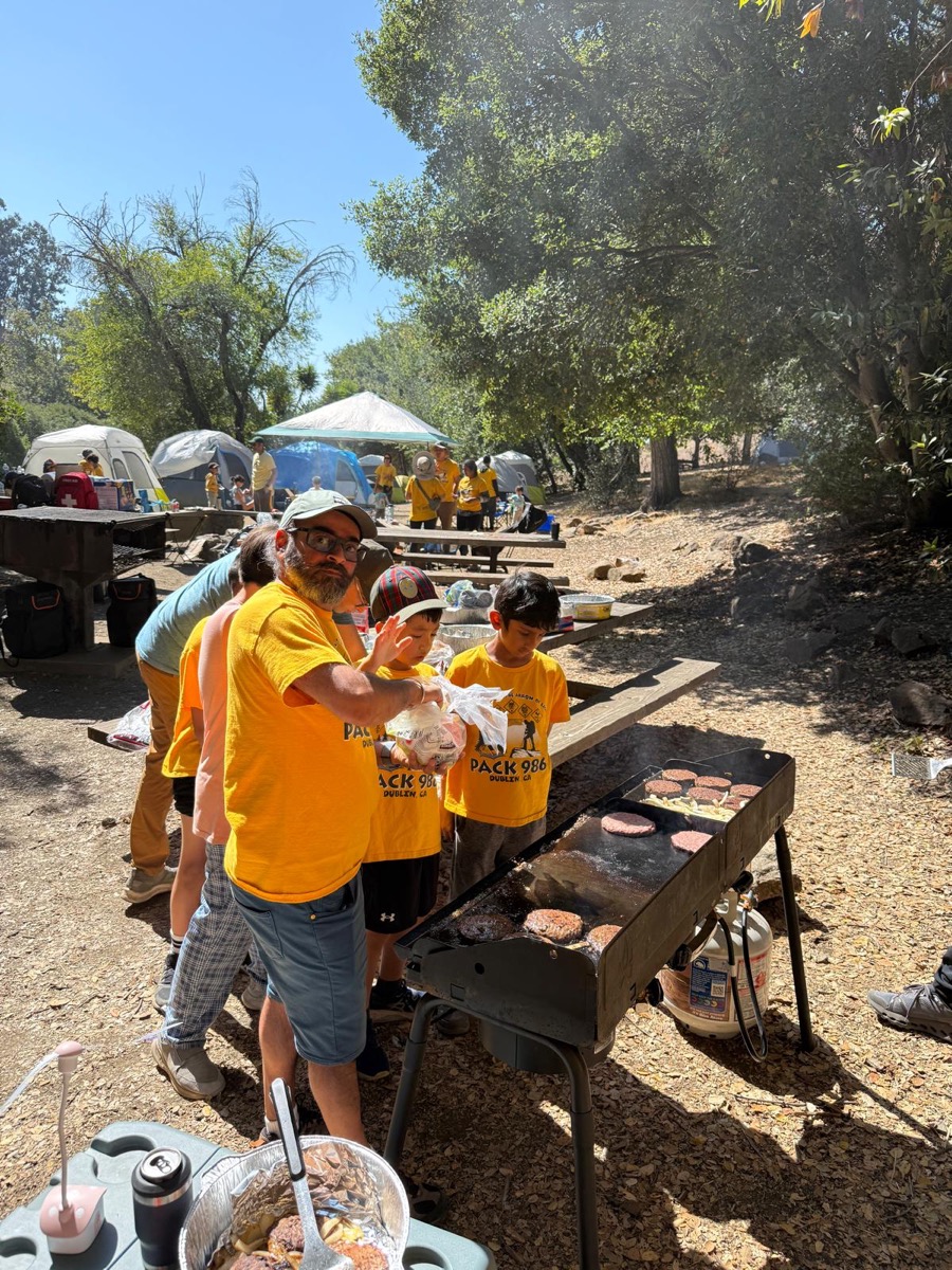 Pack 986 families grilling at a summer campout