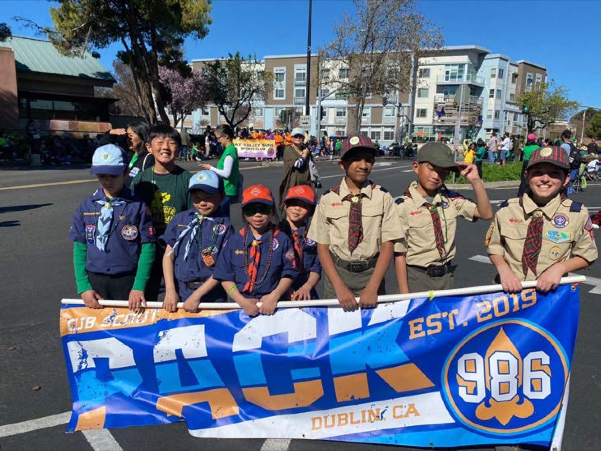 Pack 986 marching in the St. Patrick's Day Parade